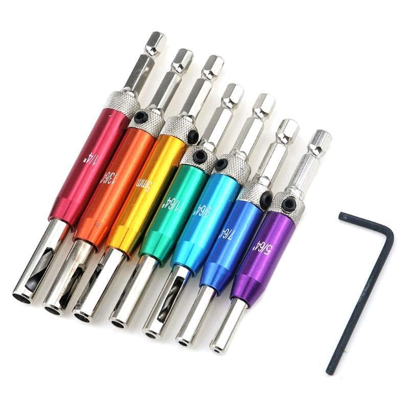 8Pcs Self-centering Hinge Drill Bit Set for Cabinets Door Windows Woodworking