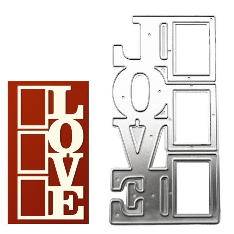 Words Love Square Metal Cutting Dies Stencil Scrapbooking DIY Album Paper Card