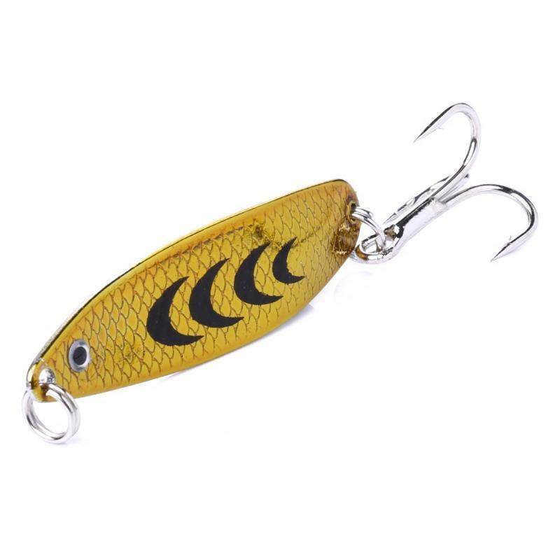 5pcs Colorful Hard Spoon Spinner Fishing Lures Metal Treble Hooks Baits 5cm 7g
