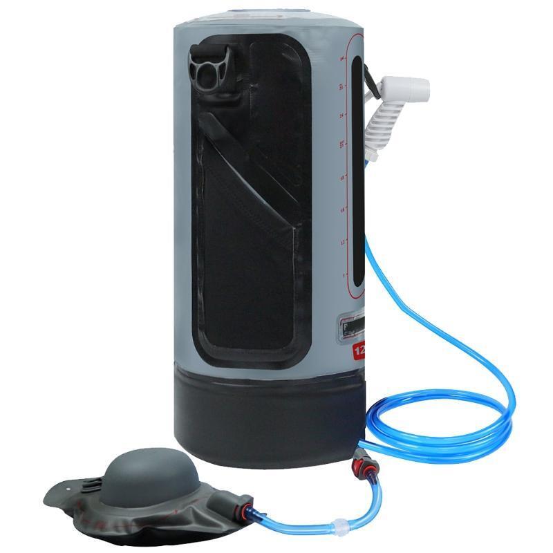 12L Solar Heating Camping Shower Bag with Pressure Foot Pump Bathing Water Bag