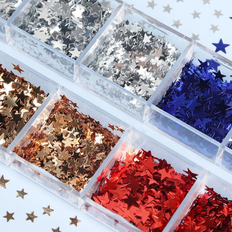 1 Box Holographic PET Glitter Flakes Stars Nail Art Decorations Glitter Flake