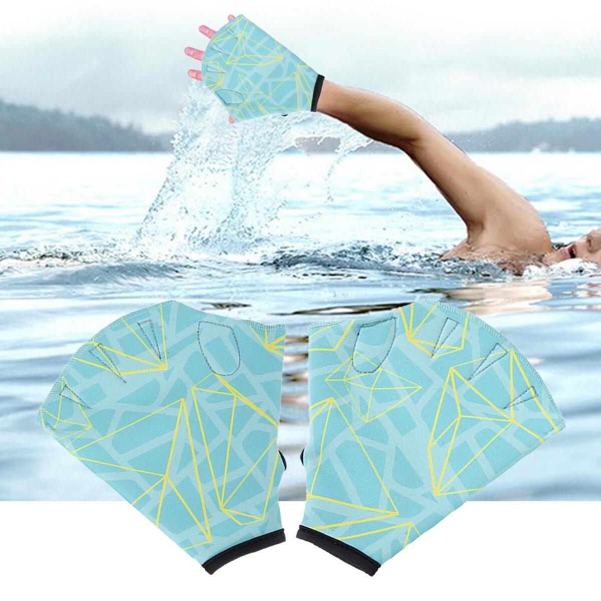 Swimming Webbed Gloves Snorkeling Swim Training Gloves Diving Hand fin Green S