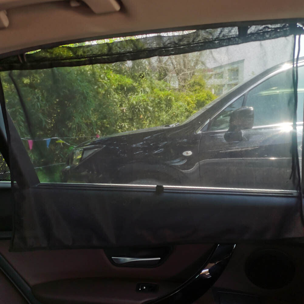 Car Anti-UV Side Window Sunshades Windscreen Shade Curtain Polyester Black