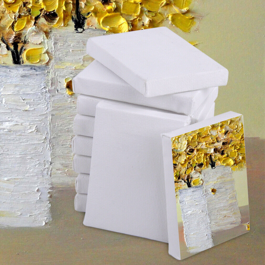 10pc Mini Stretched Artists Blank Canvas Art Board Acrylic Oil Paint Craft Li
