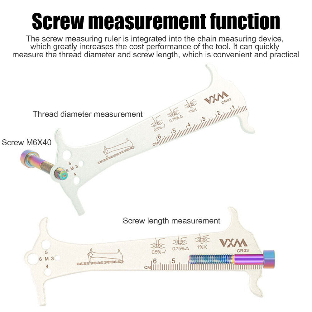 Bike Chain Wear Indicator Ruler Cycling Chains Gauge Measurement Checker