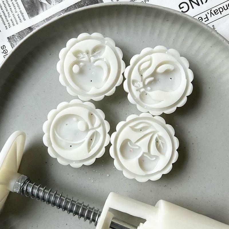50g Plastic Material Mooncake Mold Fruit Shaped Stamps Moon Cake Moulds for DIY