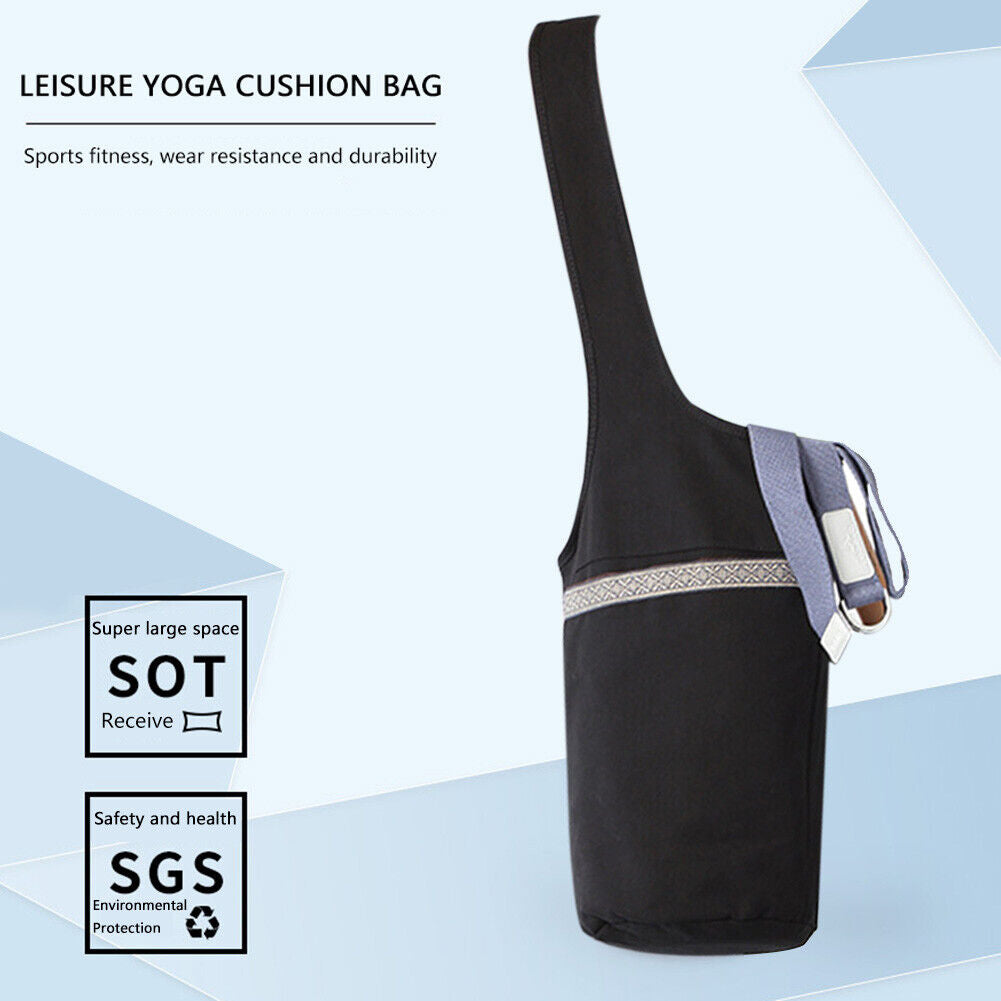 Yoga Mat Bag Fitness Exercise Sports Pocket Shoulder Messenger Bags (Black)