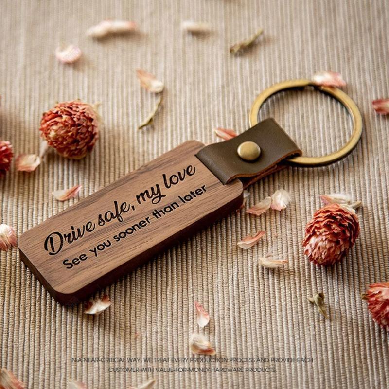Blank Rectangle Wooden Key Chain Engraving Keyring Promotional Gifts Accessories
