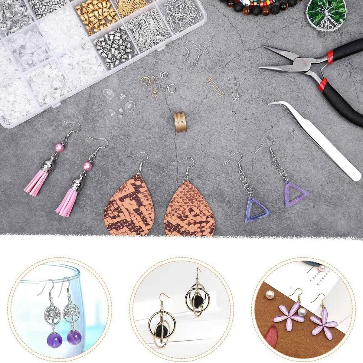 2290Pcs Earring Making Kit Backs Tools Jump Rings Opener Earring Repair