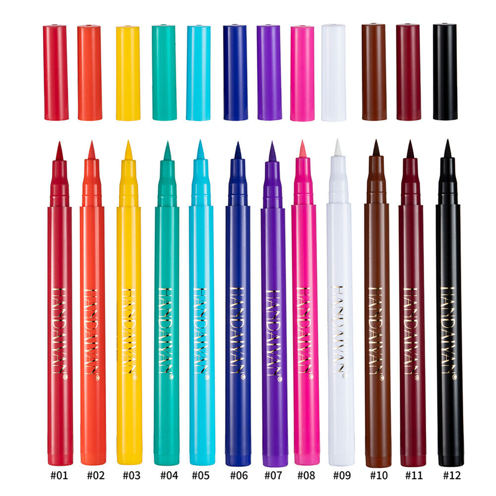 12pcs Matte Colorful Eyeliner Waterproof Non Blooming Liquid Eyeliner Pen