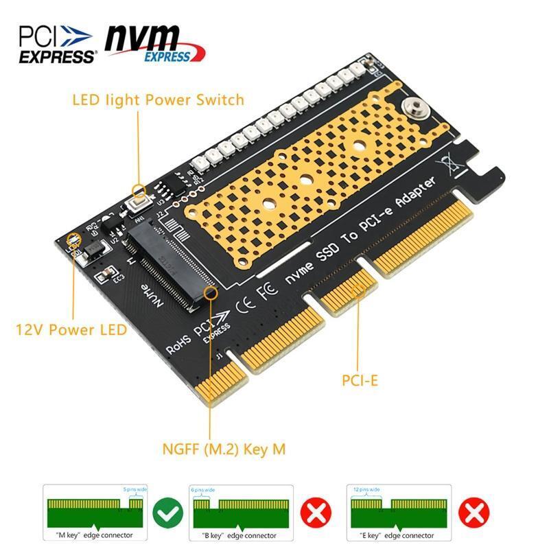 M.2 NVME SSD to PCIE Adapter Support NVME SSD Solid State Drive PCI-E X4 X8 X16