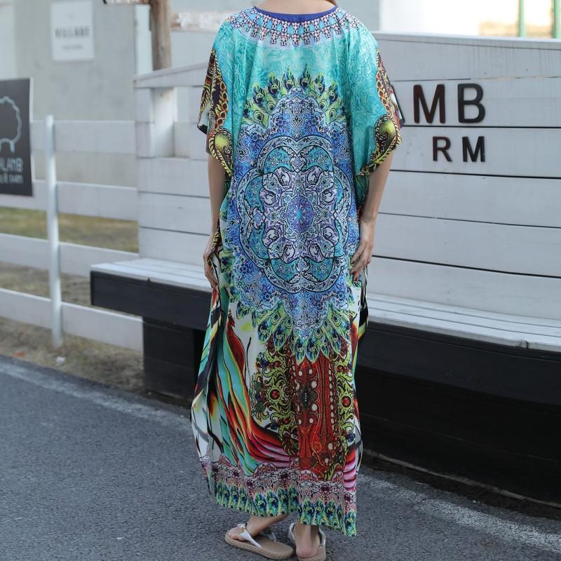 One Piece Sleeping Shirt Dress Swimsuit Cover Up Color Printed Beachwear Cover