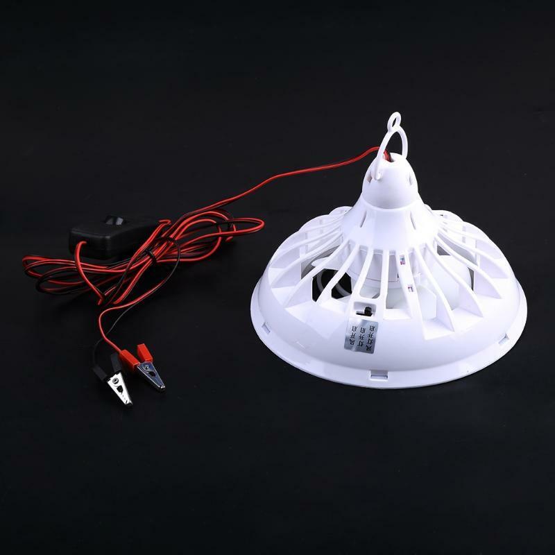 12V Ceiling Fan with LED Lamp Hanging Camping Tent Fan for Outdoor Hiking Home