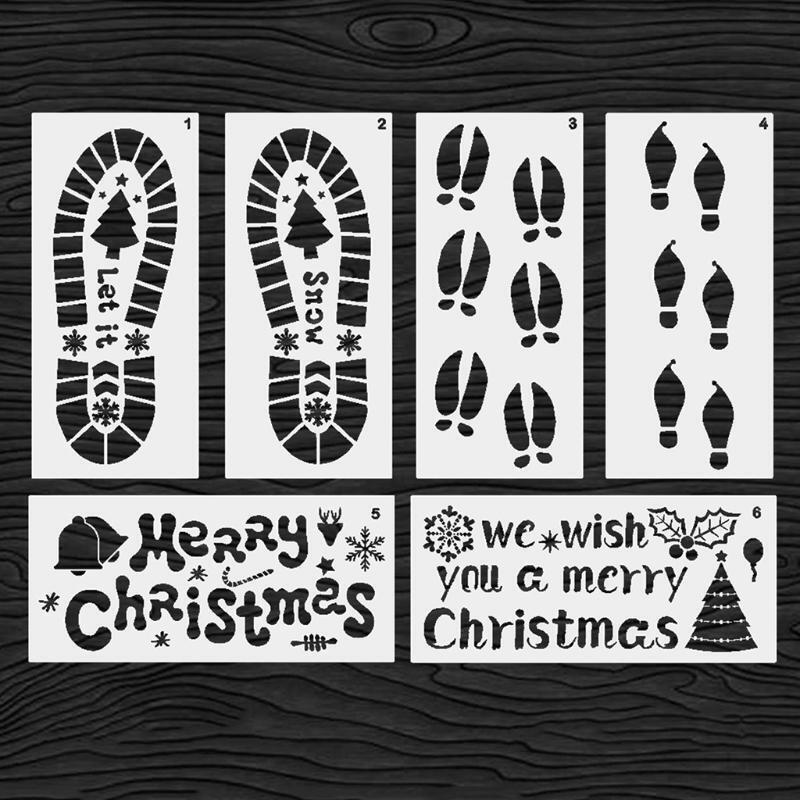 6PCS/ Pack Classic Christmas Painting Stencil Kit Christmas Decoration Supplies