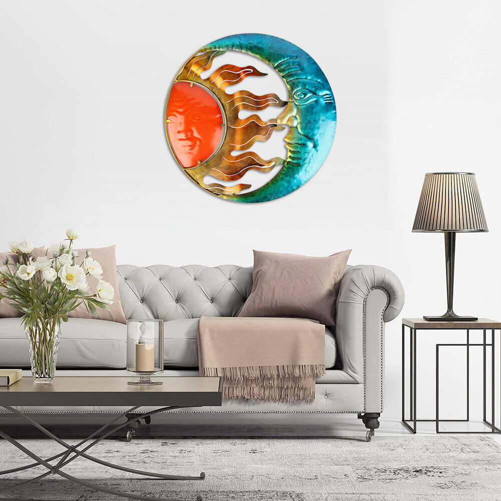 Metal Moon Sun Art Crafts Rust-proof Wall Ornament Gift Home Garden Decor