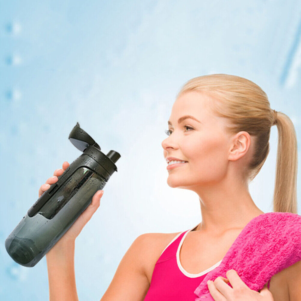 750ml Sports Water Bottle with Card Holder Drinking Outdoor Kettle (Black)