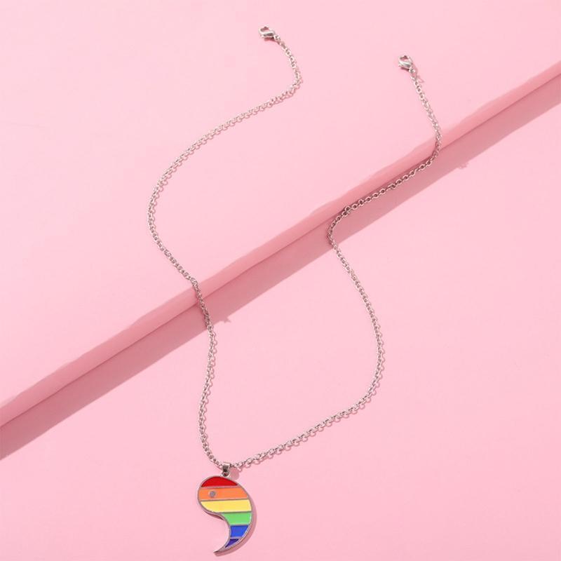 Tai Chi Necklace Rainbow Yin Yang Pendant Necklace for Men Women Friends