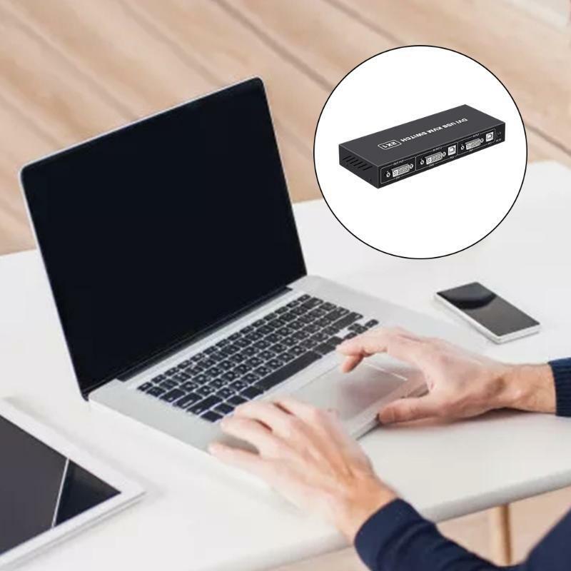 USB Switch Selector DVI KVM Switcher Box Hub Adapter 1 Port Out 2 In Splitter