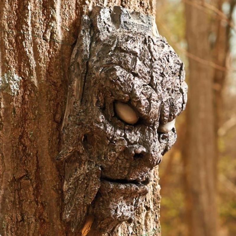 Tree Bark Face Decoration Outdoor Garden Halloween Ghoust House Home Ornaments