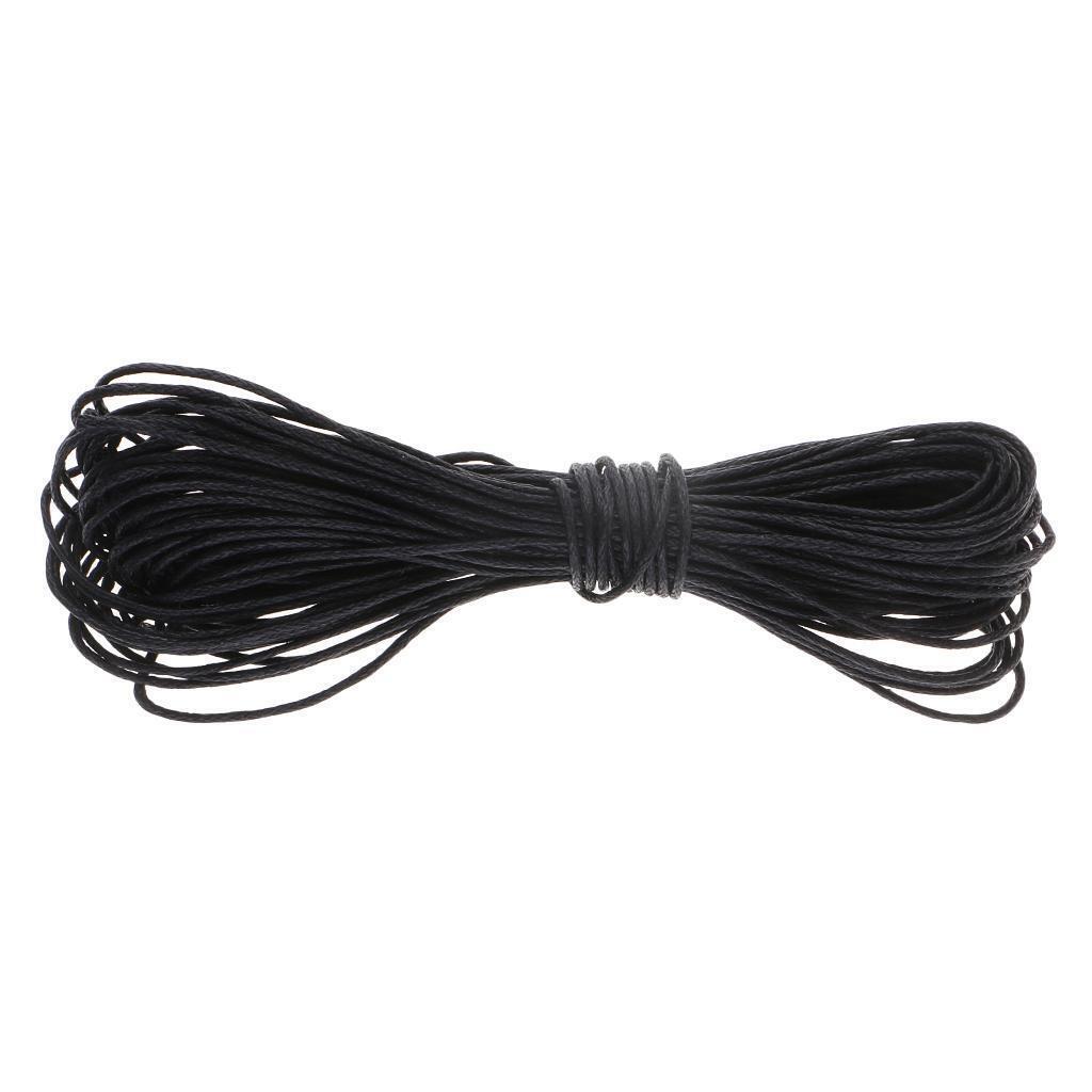 30M Waxed Cotton Cord Necklace Beads String for DIY Jewelry Making Black 1mm