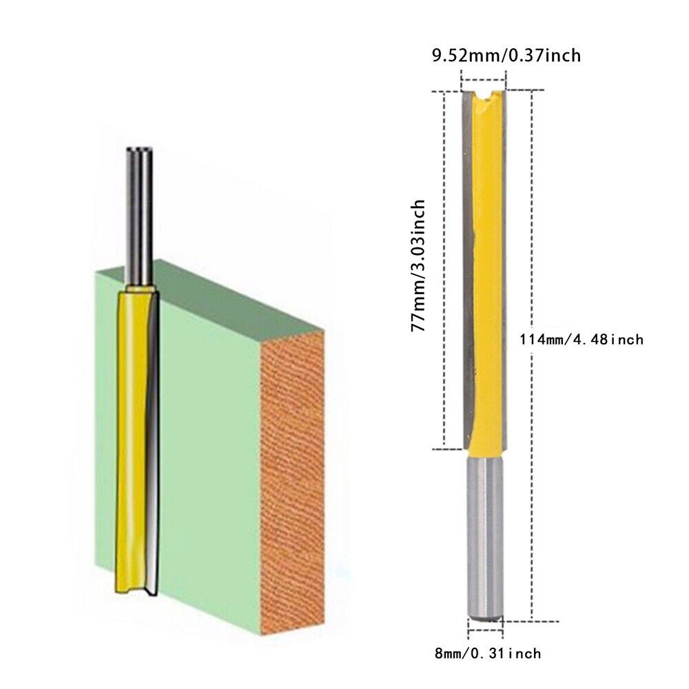 Carbide Alloy Straight Template Router Bit Pattern 8mm Shank Wood Cutter Tool