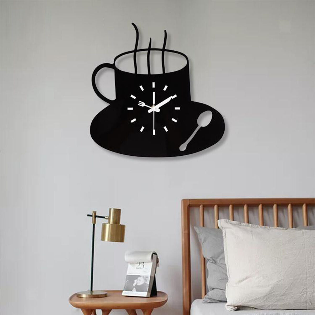 12'' Wall  Cup Quartz Living Room Wall Clocks Cafe Watch Clock