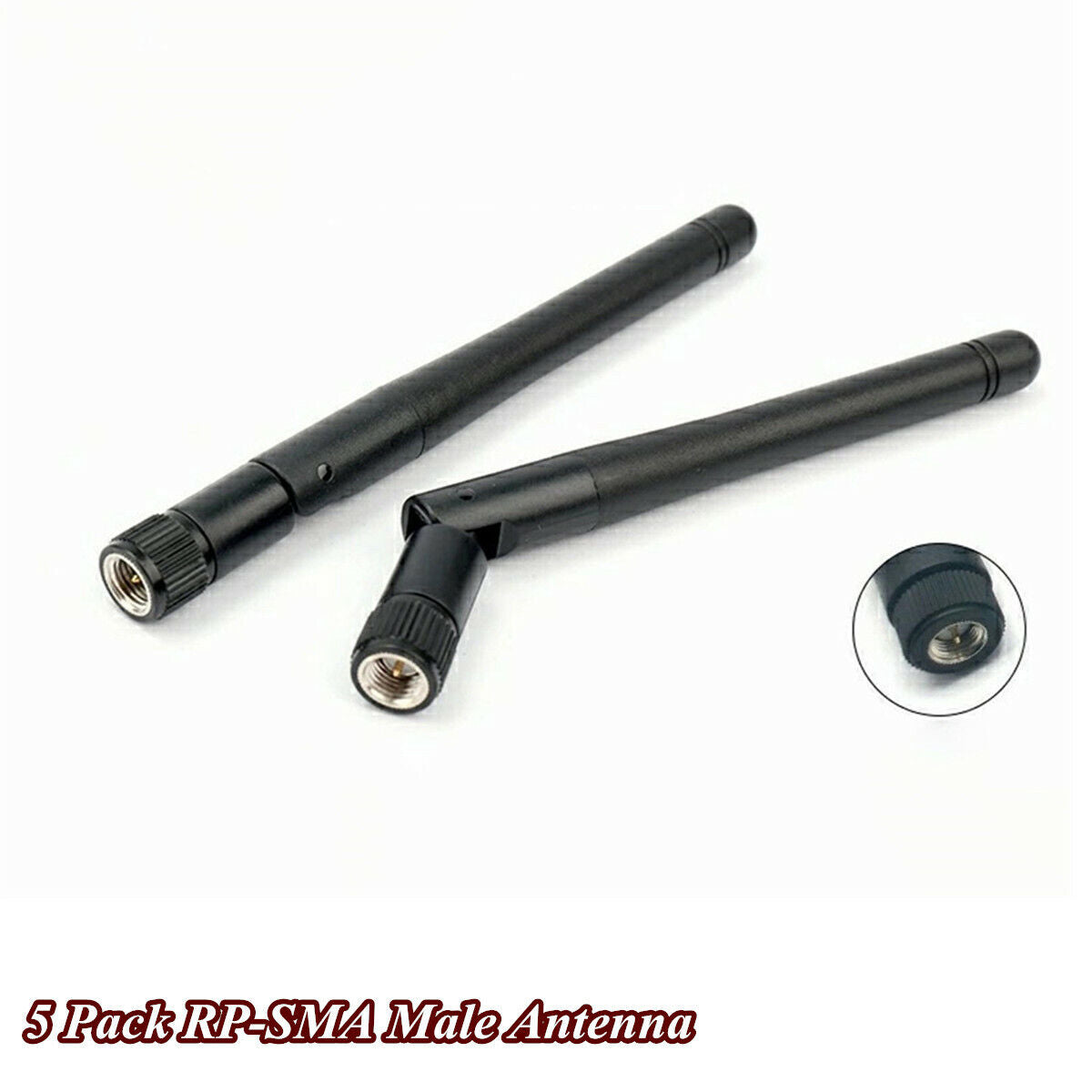 5 Pack Black 4.25'' RP-SMA Antenna For WiFi 2.4GHz/5Ghz Wireless Router Or Card