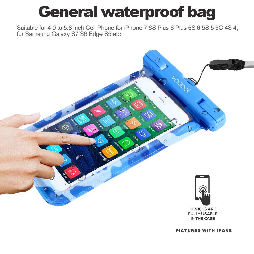 VODOOL Universal Waterproof Bags Protective Cover for 4.0-5.8in Phone Blue