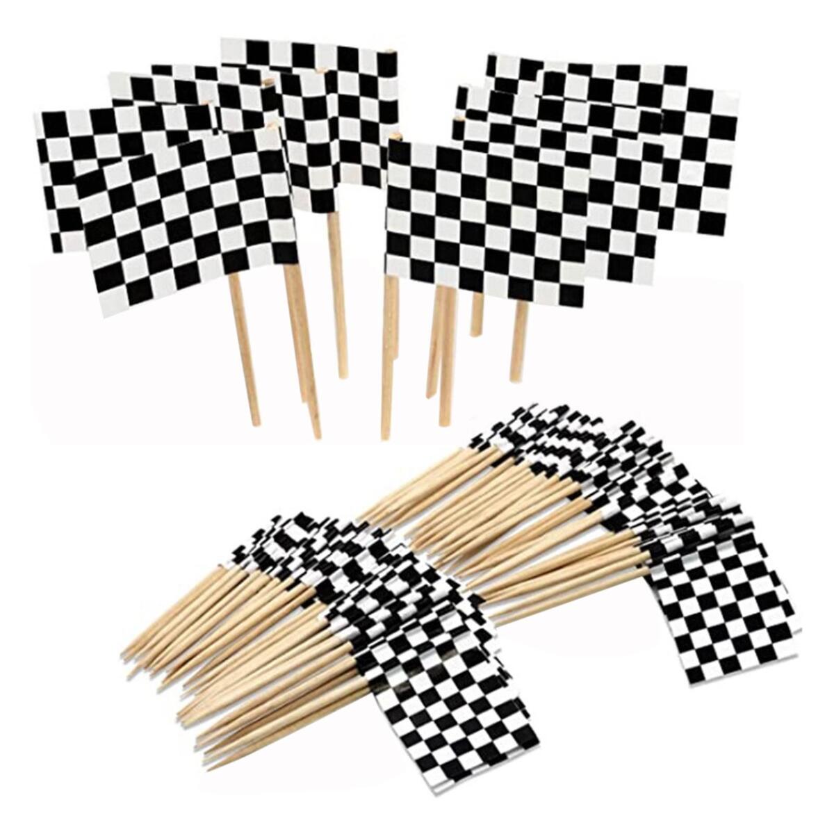 100x Hand Held Race Flag Race Car Flags Hand Waving for Party Decoration