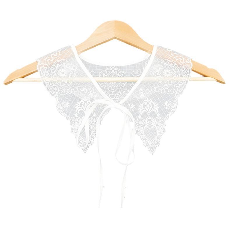Knitted Detachable False Collar Embroidery Flower Pattern False Collar Shawl