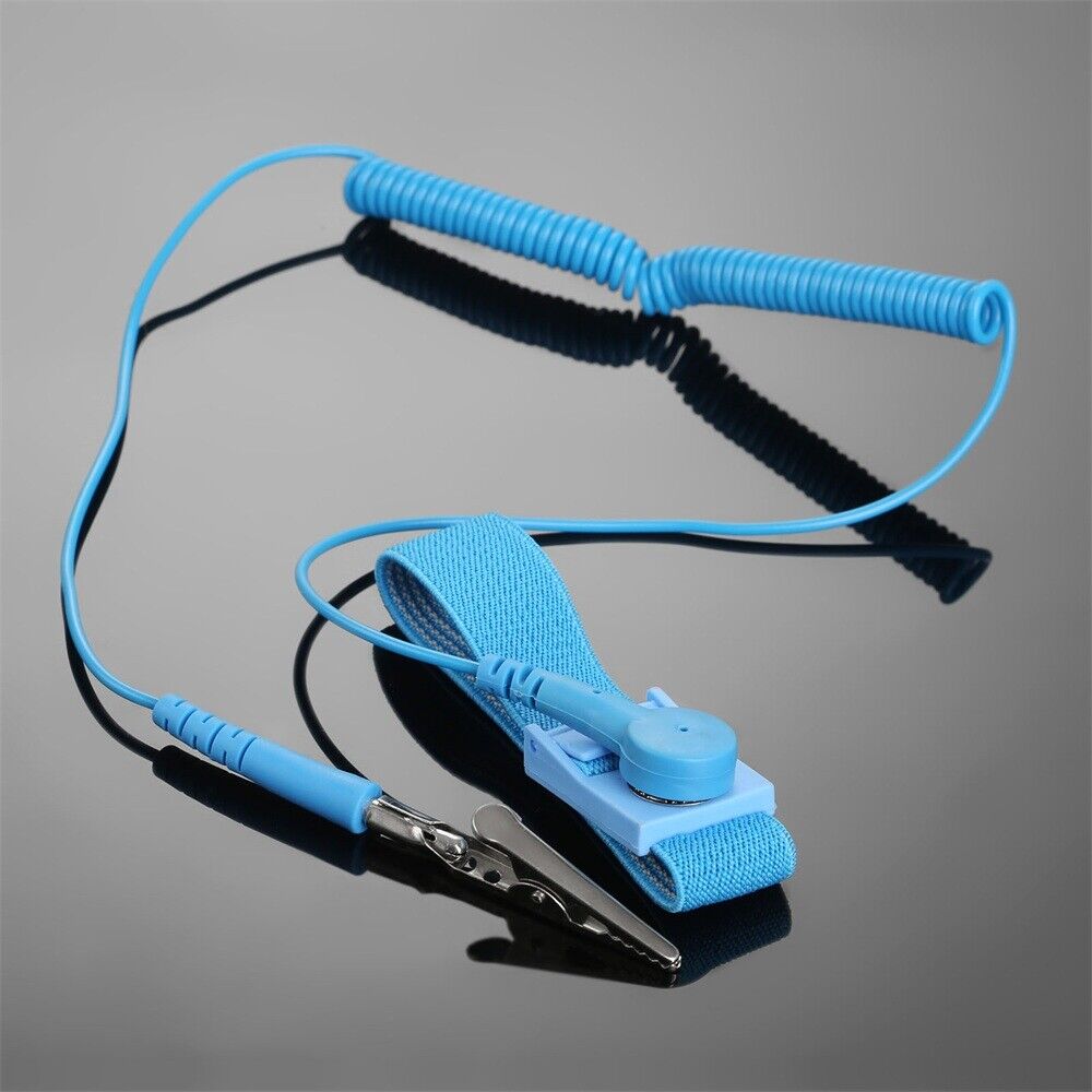Blue Antistatic Discharge Cable Adjustable Wrist Band Grounding Prevent Static