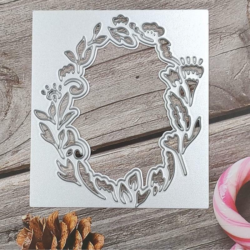 Flower Border Lace Rectangle Frame Metal Cutting Dies Stencil DIY Card Template