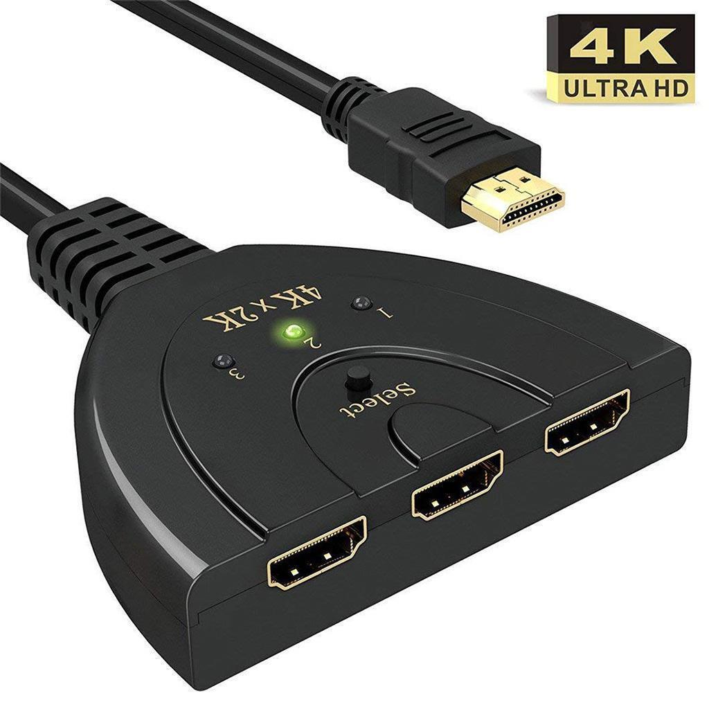 HDMI 3 Port Splitter 4Kx2K Splitter 3 in 1 Output 4K Full Remote Switch