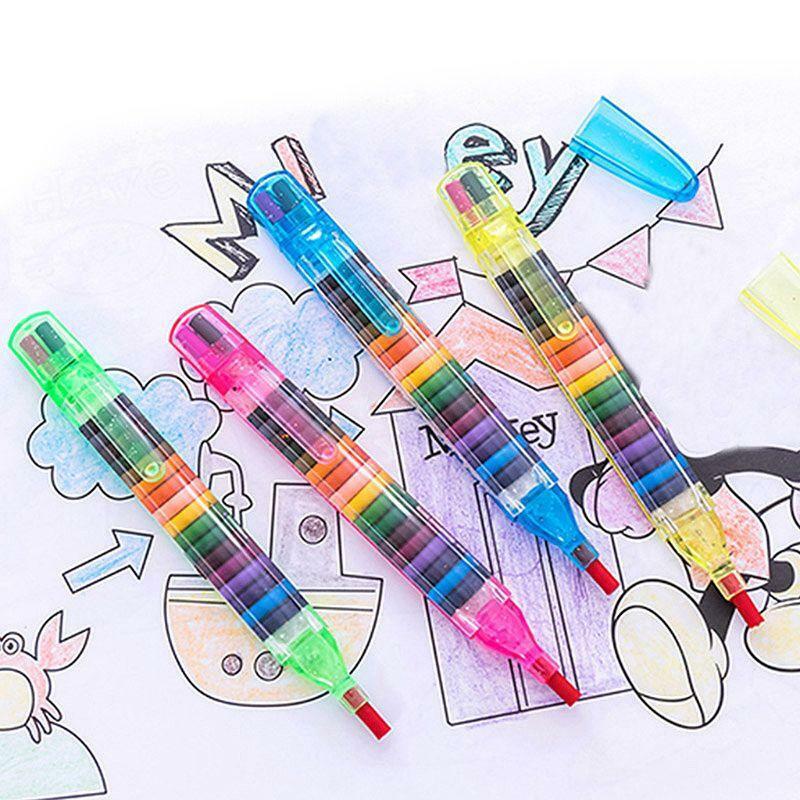 2 Pcs Paint Drawing Crayon Pen 20 Colors Kids DIY Graffiti Pencil Children Art