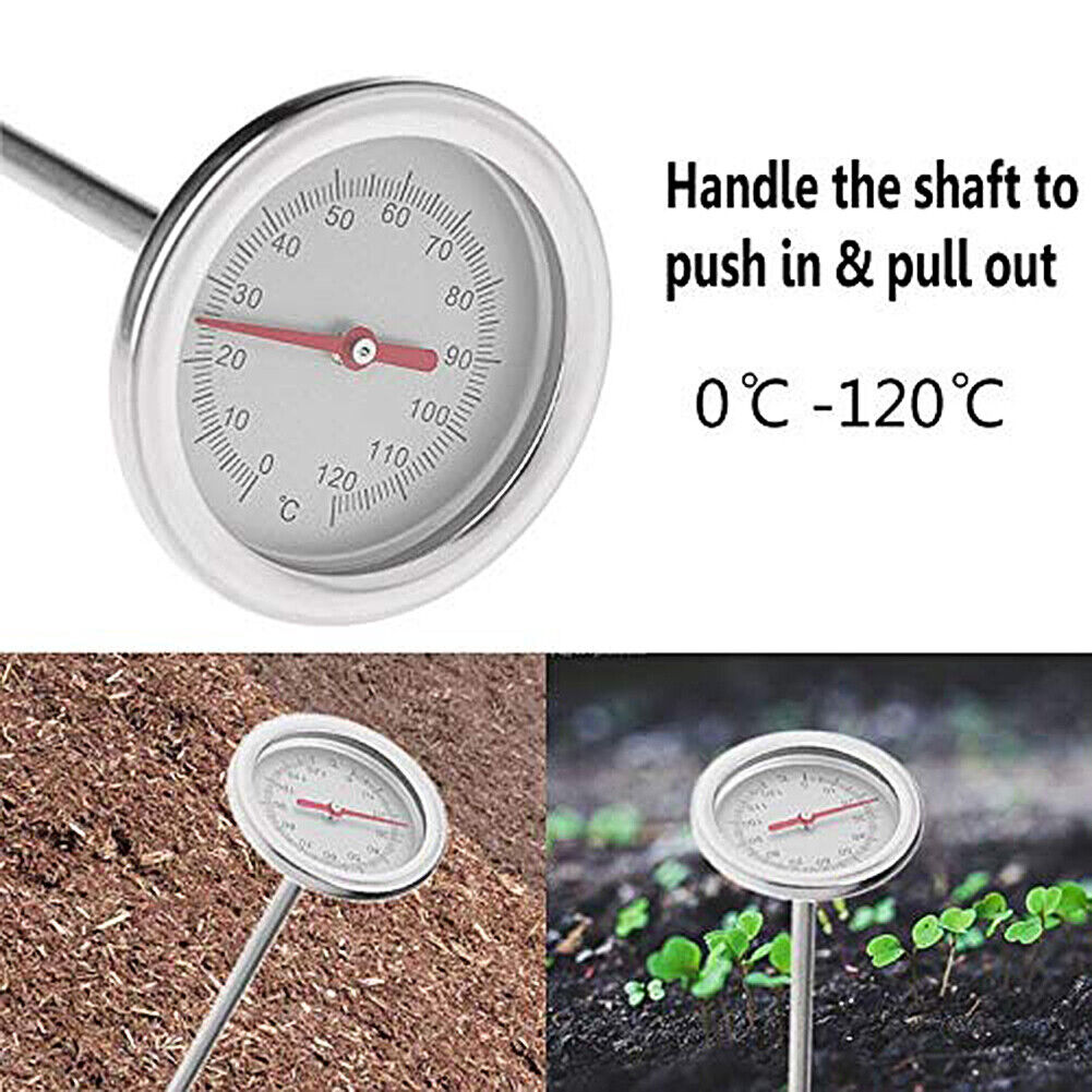 Garden Compost Temperature Monitor Probe Stainless Steel Soil Thermometer