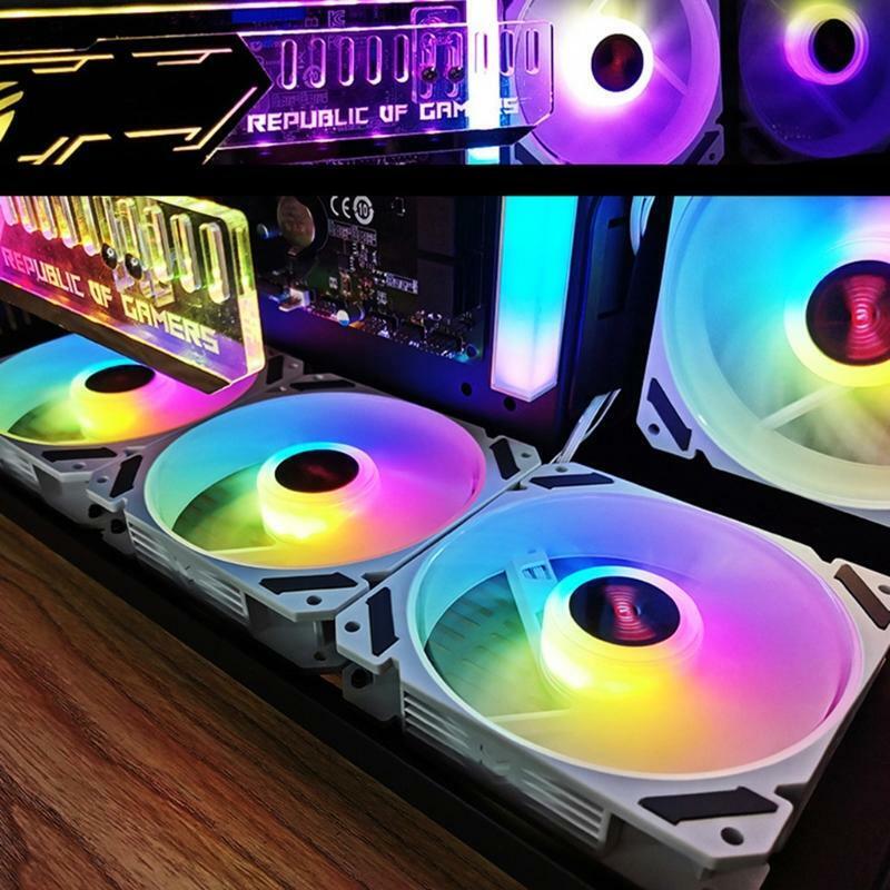 Coolmoon 120mm PWM ARGB PC Case Fan Quiet 4 Pin RGB Cooling Fan for CPU Computer