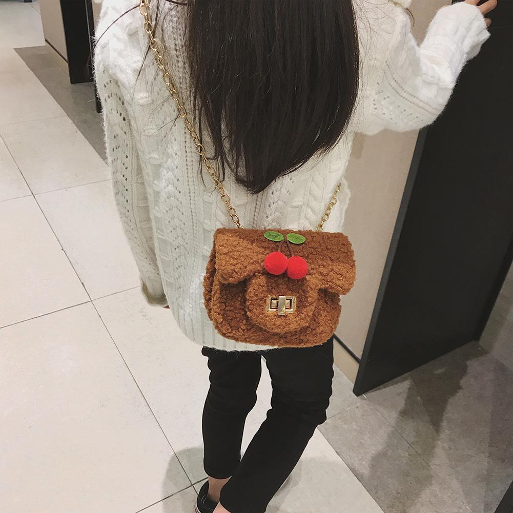 Cherry Chain Sling Messenger Bag Kids Girls Crossbody Shoulder Bags (Brown)