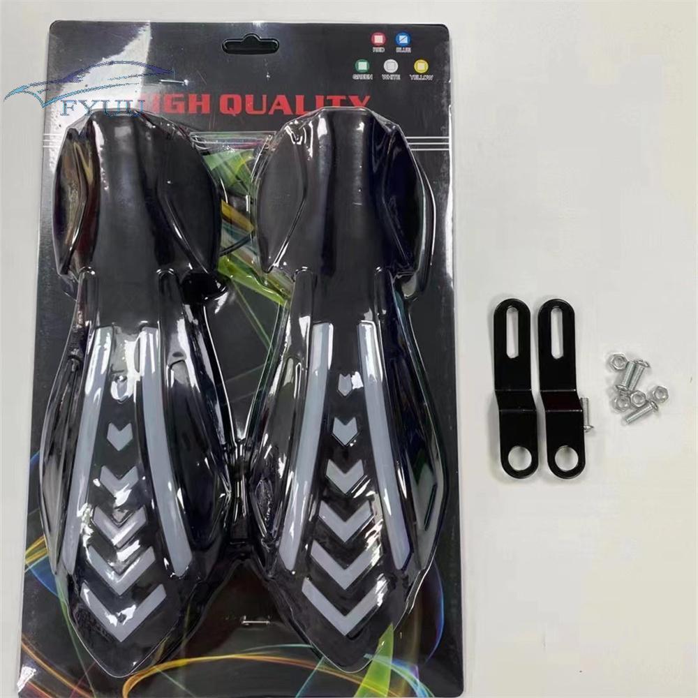 12V Motorcycle Handlebar Guards w/ LED Flowing Turn Signals Lights Waterproof