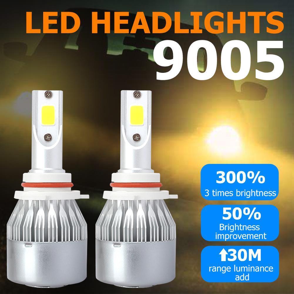 2pcs LED Car Light Bulbs 9005 36W 3000K COB Auto Headlight Fog Lamp Bulbs