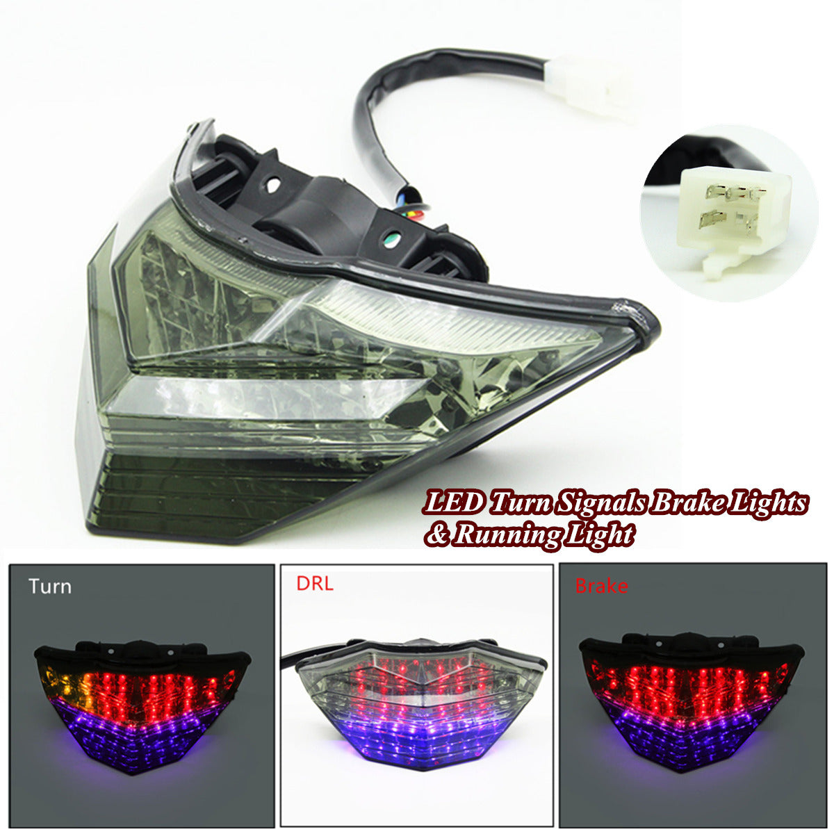 Rear LED Turn Signal Tail Brake Light For Kawasaki Ninja 250 250R 300 Z300 13-16