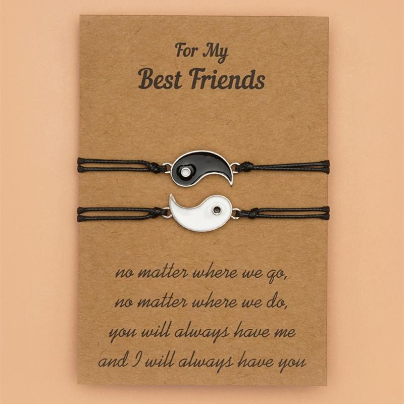 Best Friends Bracelet Ethnic Style Yin and Yang Gossip Adjustable Card Bracelet