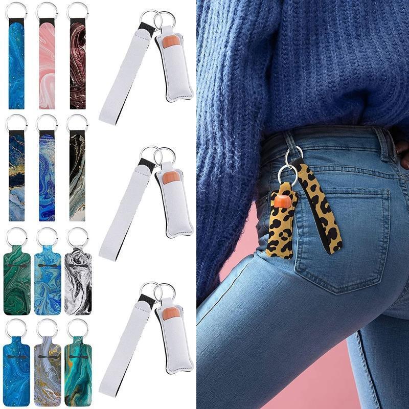 40Pcs Neoprene Lipstick Holder Wristlet Keychain Protective Cases for Women DIY