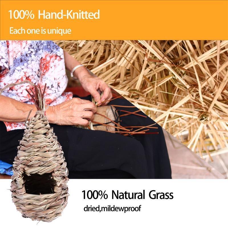 Hummingbird Nest Grass Bird Hut Hand Woven Outside Hanging Roosting House