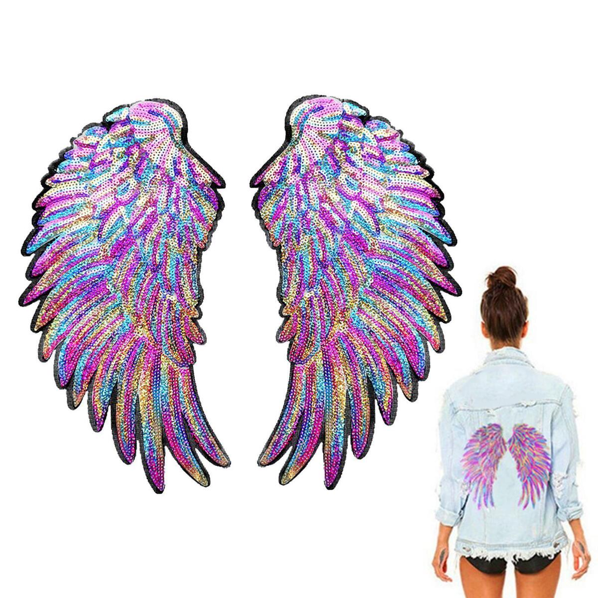 4 Colorful Angel  Sequin Patches Shiny Applique Jackets Bags Decor