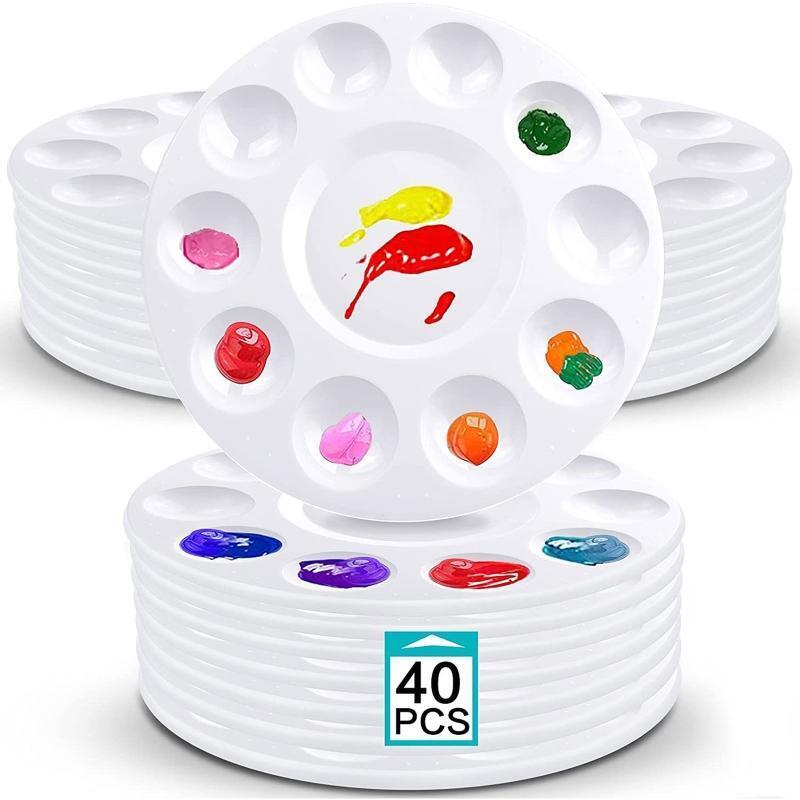 10 Well Paint Tray Palettes Easy Clean Artist Paint Pallets Plastic School 40PCS