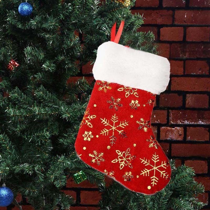 12pcs 7inch Christmas Stockings Candy Gift Bag Snowflake Socks Hanging Xmas Tree