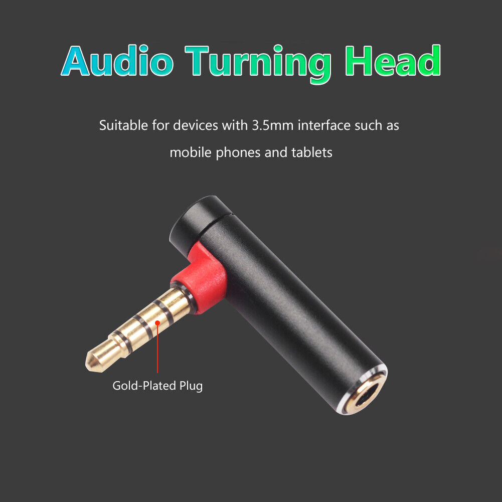 90Degree L-shape 3.5mm Male To Female Audio Converter Earphone Jack (Black)