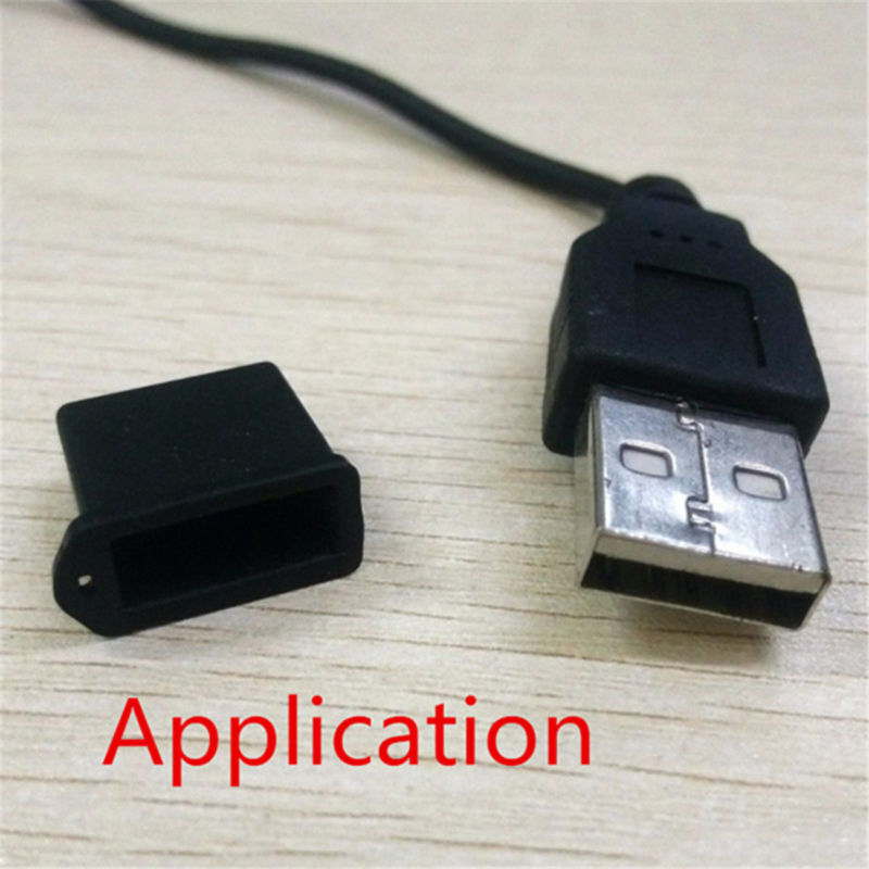 10X Black Replacement USB Male Plug Caps Protect Cover Anti-dust Lids 18x7x14mm