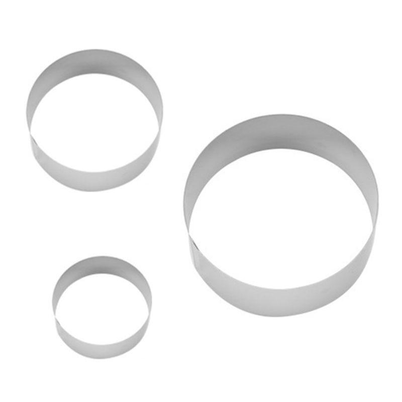 3 Pcs Stainless Steel Round Mousse Ring Cake Cutting Mould Fondant Sugar Mould