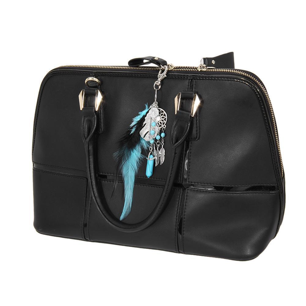 Women Natural Turquoise Dreamcatcher Keychain Boho Fashion Keychain
